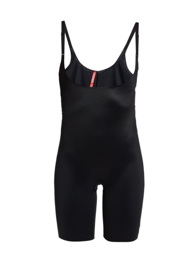 Shop Spanx Women's Thinstincts 2.0 Open-bust Mid-thigh Bodysuit In Very Black