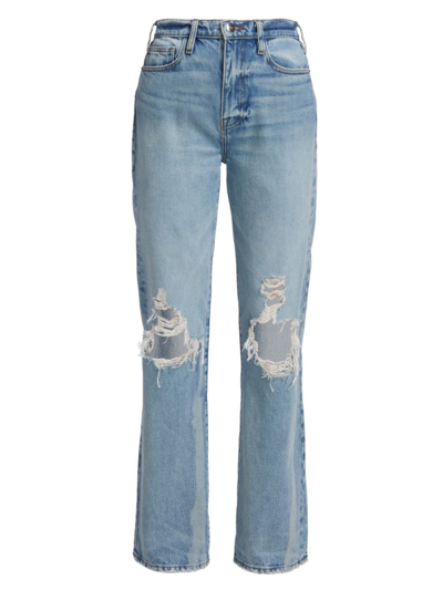 Shop Frame Women's Le Jane High-rise Distressed Straight-leg Jeans In Sunkissed