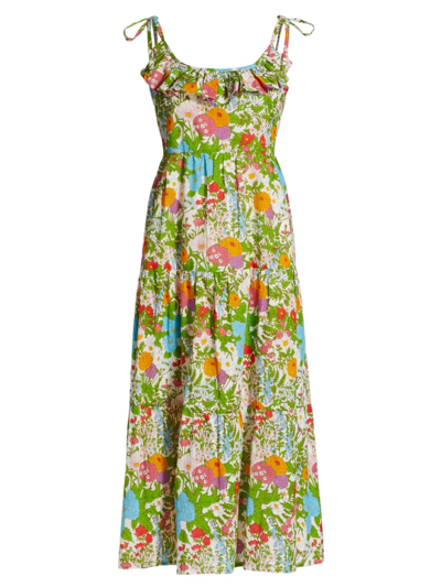 Shop Mille Women's Maui Floral Cotton Midi-dress In Summer Garden