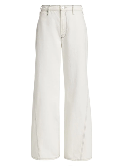 Shop Frame Women's Le Baggy High-rise Palazzo Jeans In Chalked