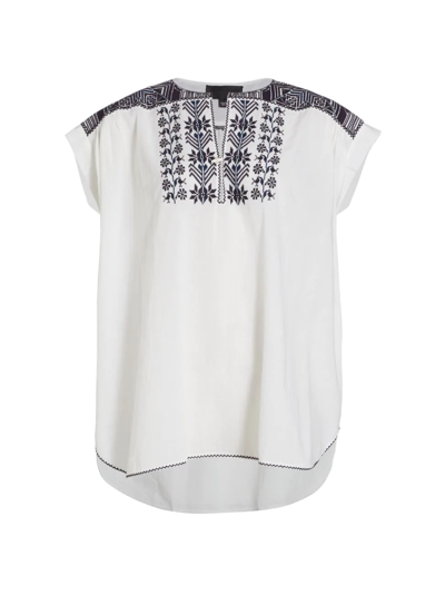 Shop Nili Lotan Women's Aurielle Embroidered Cotton Voile Top In Ivory