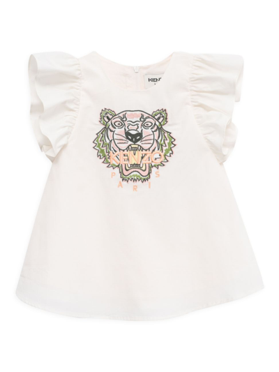 Shop Kenzo Baby Girl's & Little Girl's Embroidered Tiger Flared Dress In Off White
