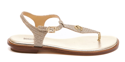 Shop Michael Michael Kors Mallory Thong Sandals In Gold