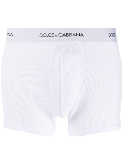 Shop Dolce & Gabbana Underwear Logo Boxers In Bianco Ottico