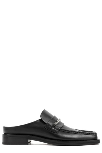 Shop Martine Rose Chain Embellished Square Toe Loafers