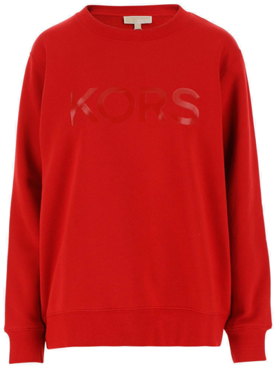 Shop Michael Michael Kors Logo Printed Long-sleeved Sweatshirt