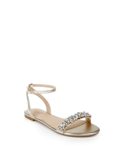 Shop Jewel Badgley Mischka Women's Ohara Embellished Evening Flat Sandals In Gold Metallic