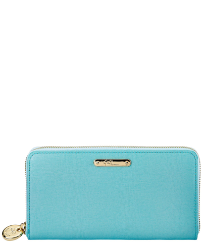 Shop Gigi New York Women's Large Zip Around Wallet In Robin's Egg Blue - Embossed Leather