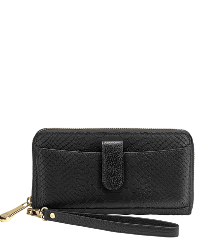 Shop Gigi New York Women's City Phone Wallet In Black - Full Grain Embossed Genuine Leat