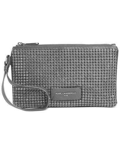 New Karl Lagerfeld Paris Sparkle Clutch, Wristlet, Black