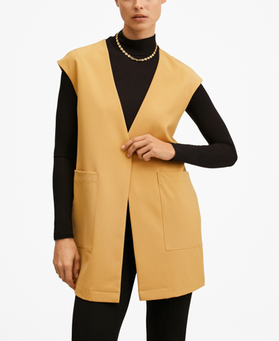 Shop Mango Women's Oversized Vest With Pockets In Medium Brown