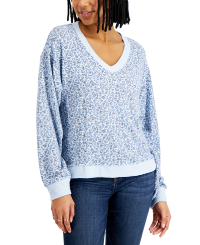 Shop Lucky Brand Striped Cloud Jersey Top In Blue Anima