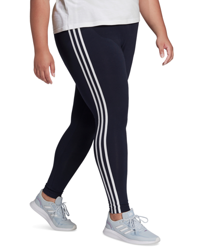 Shop Adidas Originals Adidas Plus Size Essentials 3-stripes Leggings In Legend Ink/white
