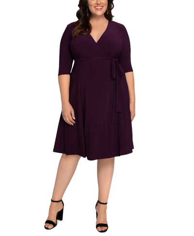 Shop Kiyonna Womens Plus Size Essential Wrap Dress In Purple