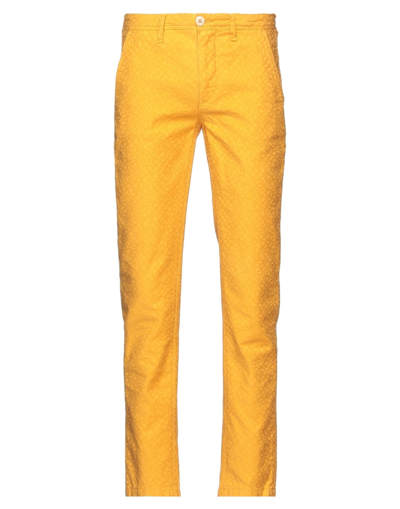 Shop Siviglia White Woman Pants Ocher Size 26 Cotton, Elastane In Yellow