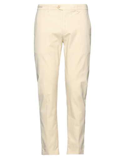 Shop Oaks Man Pants Ivory Size 36 Cotton, Elastane In White