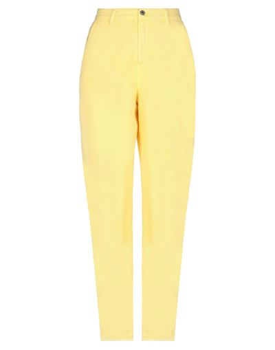 Shop Avantgar Denim By European Culture Woman Pants Yellow Size 32 Cotton, Polyester, Rubber