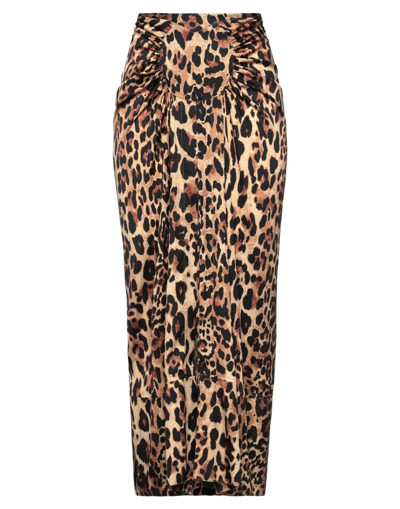 Shop Rabanne Woman Maxi Skirt Brown Size 12 Polyester