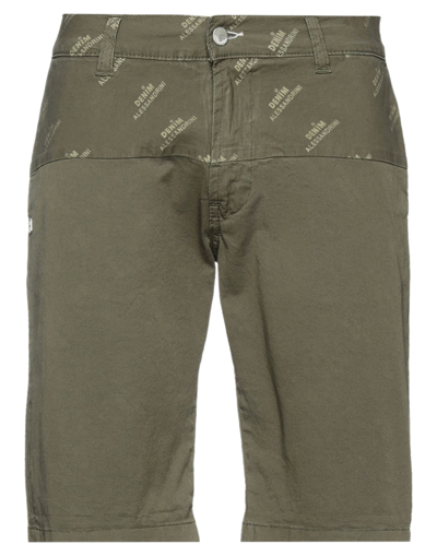 Shop Daniele Alessandrini Man Shorts & Bermuda Shorts Military Green Size 29 Cotton, Elastane