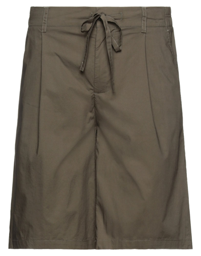 Shop Grey Daniele Alessandrini Man Shorts & Bermuda Shorts Military Green Size 28 Cotton