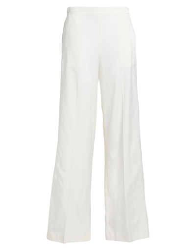 Shop Les Copains Woman Pants Ivory Size 10 Cupro, Cotton, Acetate, Polyester In White