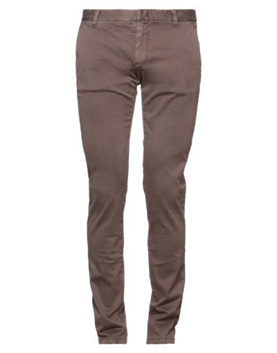 Shop Byblos Man Pants Dark Brown Size 36 Cotton, Lycra