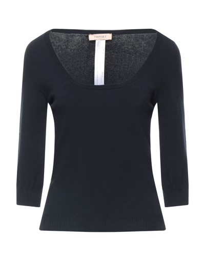 Shop Twinset Woman Sweater Midnight Blue Size S Viscose, Polyester In Dark Blue