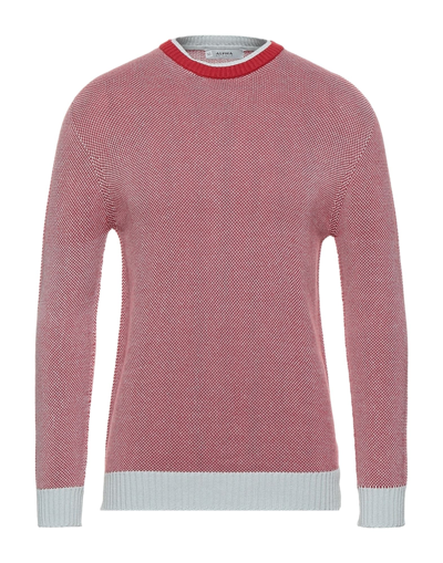 Shop Alpha Studio Man Sweater Red Size 40 Cotton