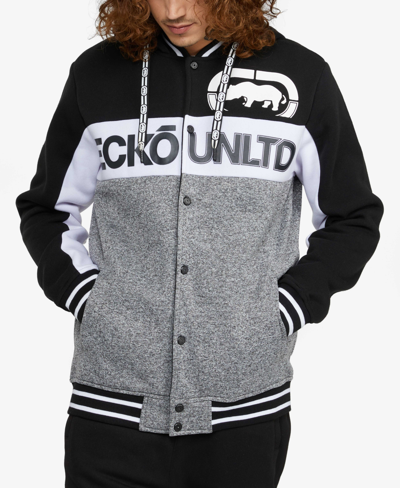 Shop Ecko Unltd Men's Bold Color Block Varsity Jacket In Gray