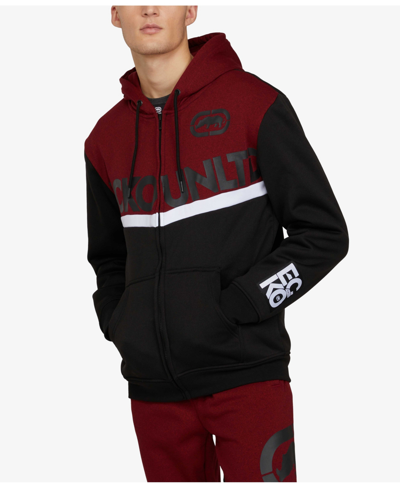 Shop Ecko Unltd Men's Bold Statement Full-zip Hoodie In Red Overflow