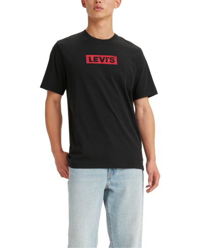 Shop Levi's Men's Relaxed Fit Box Tab Logo Crewneck T-shirt In Box Tab Caviar