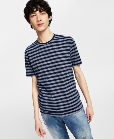 Shop Inc International Concepts Men's Striped Slub T-shirt, Created For Macy's In Basic Navy