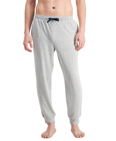 Shop Club Room Men's Lightweight Nautical Flag Print Jogger Pajama Pants, Created For Macy's In Grey Heather