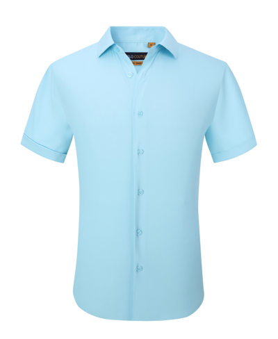 Shop Suslo Couture Men's Slim Fit Performance Short Sleeves Solid Button Down Shirt In Sky