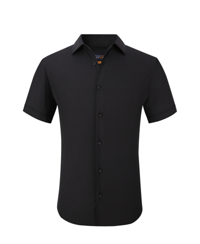 Shop Suslo Couture Men's Slim Fit Performance Short Sleeves Solid Button Down Shirt In Black