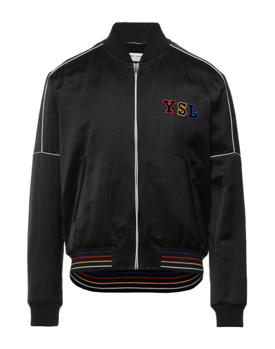 Shop Saint Laurent Man Jacket Black Size 40 Viscose, Linen, Wool, Polyamide, Elastane