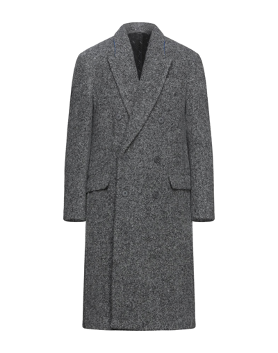 Shop Fendi Man Coat Lead Size 42 Alpaca Wool, Polyamide In Grey