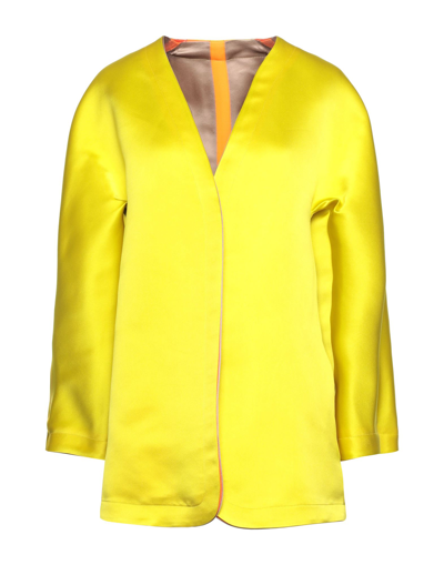 Shop Santoni Edited By Marco Zanini Woman Overcoat & Trench Coat Yellow Size 6 Silk
