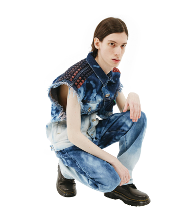 Shop Doublet Recycle Punk Denim Vest In Blue