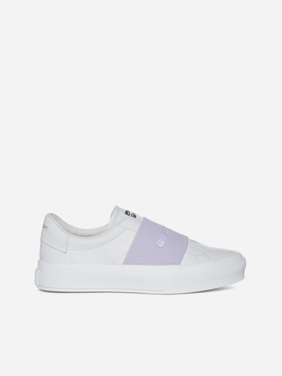 Shop Givenchy City Logo-band Leather Sneakers