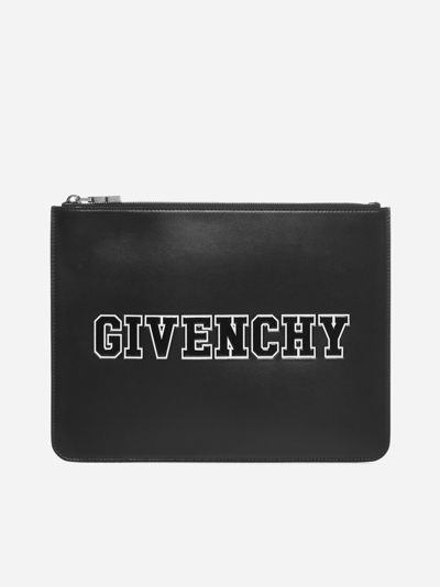 Shop Givenchy Logo Leather Large Pouch
