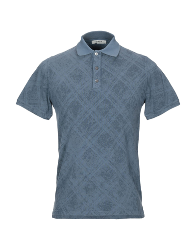 Shop Alpha Studio Man Polo Shirt Slate Blue Size 36 Cotton