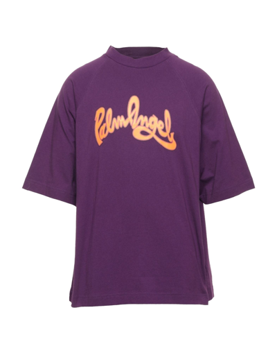 Shop Palm Angels Man T-shirt Purple Size Xs Cotton, Polyester
