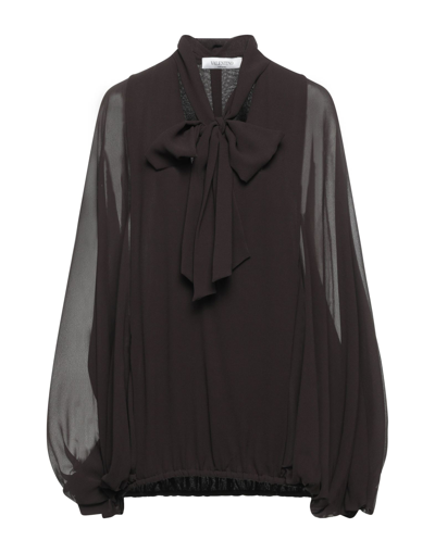 Shop Valentino Garavani Woman Blouse Dark Brown Size 2 Silk