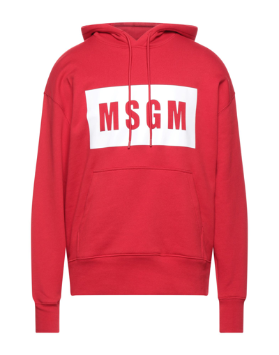 Shop Msgm Man Sweatshirt Red Size S Cotton