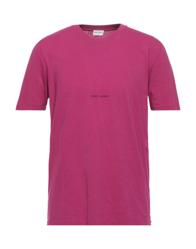 Shop Saint Laurent Man T-shirt Mauve Size L Cotton In Purple