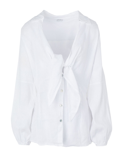Shop 8 By Yoox Linen-viscose Front Knot Chemisier Woman Shirt White Size 8 Linen, Viscose