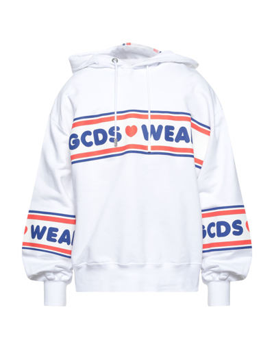 Gcds Logo Hooded Sweatshirt In White
