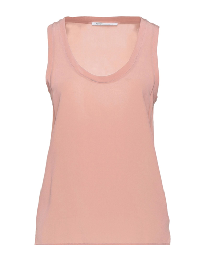 Shop Agnona Woman Top Pastel Pink Size 8 Silk