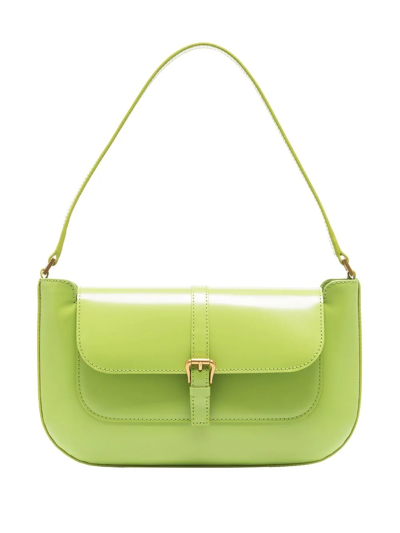 Shop By Far Miranda Patent-leather Shoulder Bag In Green
